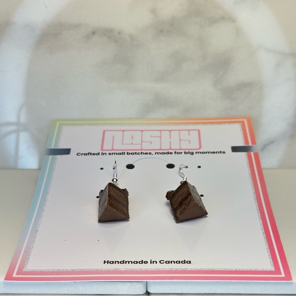 Brown Chocolate Cake Slices(Mini) - Handmade Earrings - Picture 7 of 7